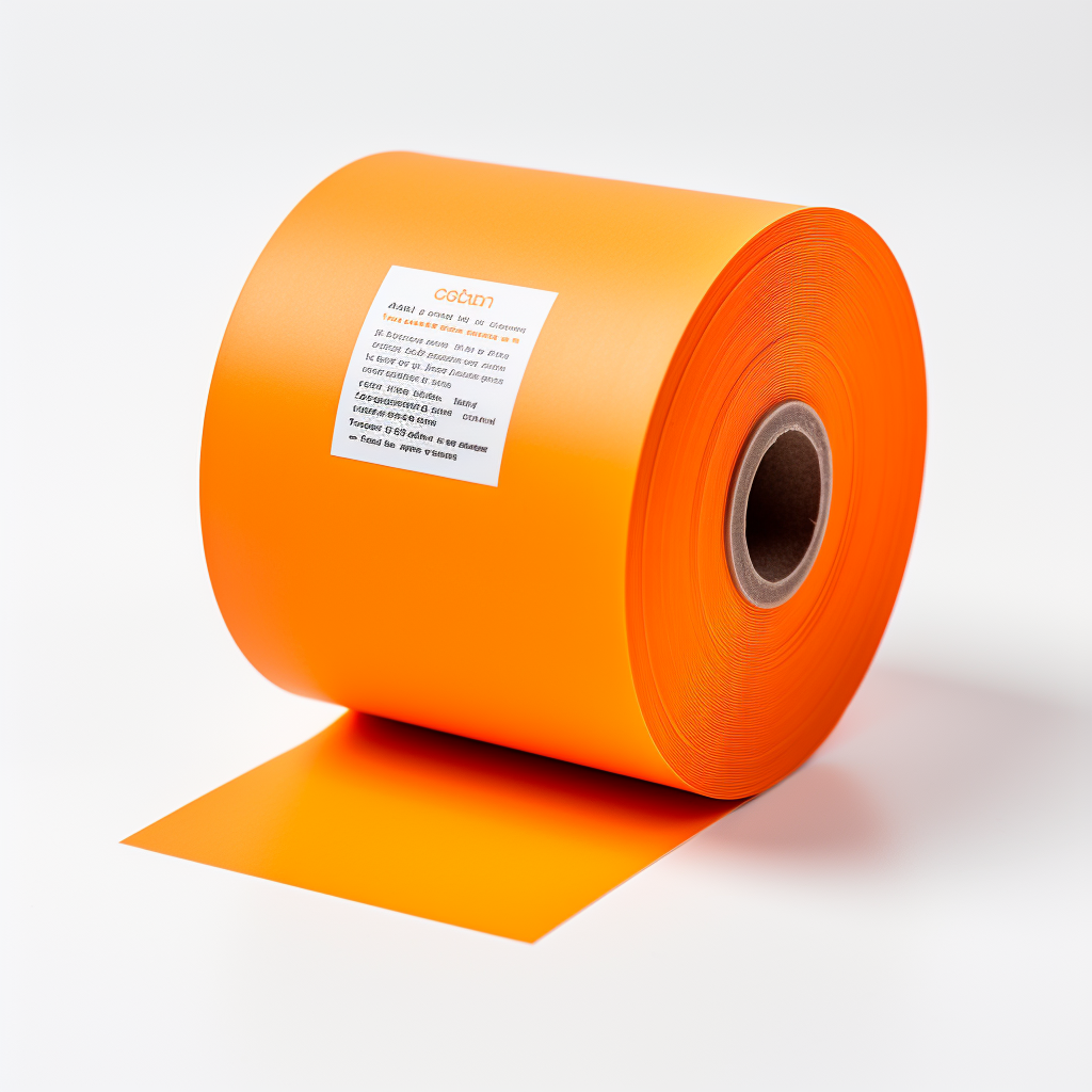 Fluorescent orange Paper roll label