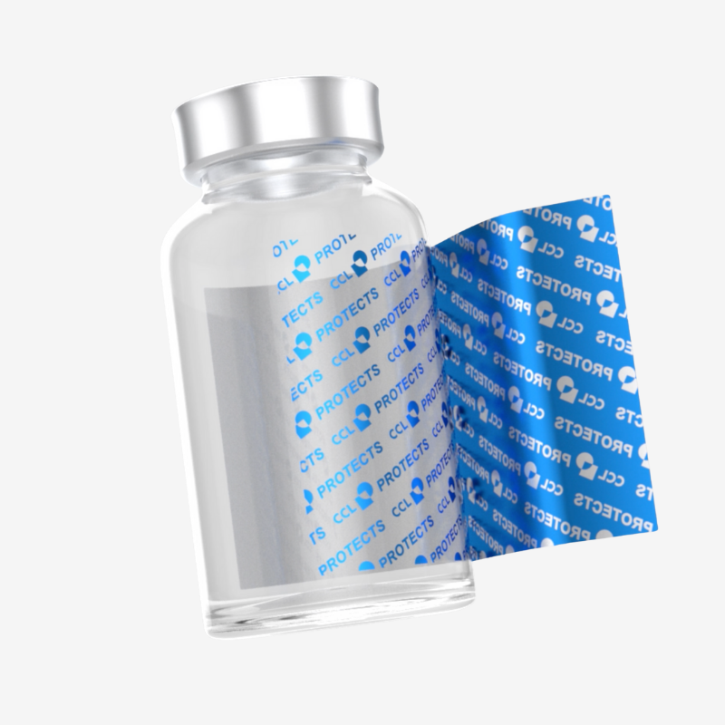 bottle with a tamper evident label